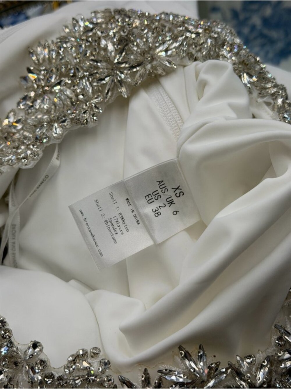 🆕 BRONX & BANCO 🧿 NWOT Camila Rhinestone Cut-Out Gown, White - Sz XS US 2 - Picture 16 of 16